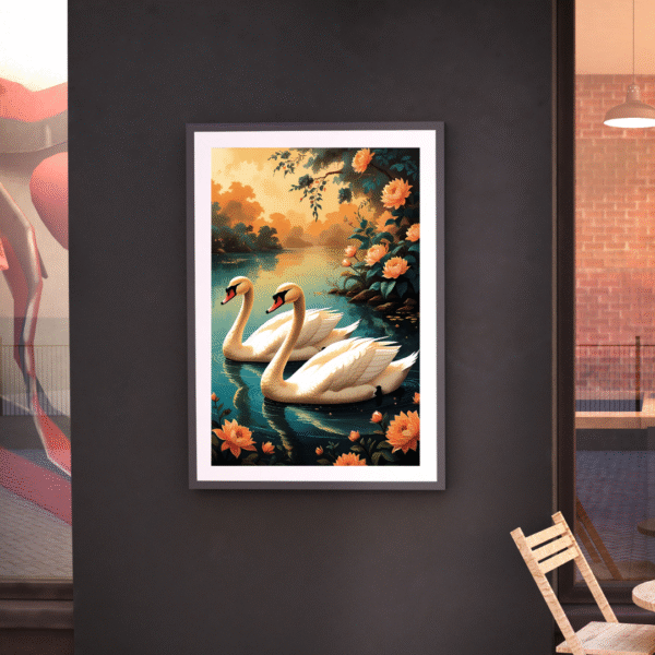 Twin Souls on Lotus Lake – Romantic Nature Wall Art Print | Unframed Canvas Print for Home Decor - Image 8