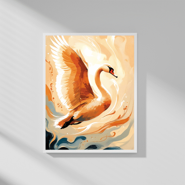Golden Grace in Flight – Unframed Swan Canvas Wall Art Print | Abstract Nature-Inspired Décor for Living Room, Bedroom & Office - Image 8