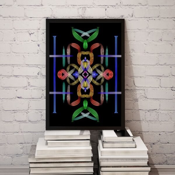 Sacred Geometry Rainbow Wall Art – A4 Framed Abstract Print on Matte Paper Featuring Colorful Symmetrical Ribbon Pattern for Modern & Spiritual Decor - Image 3