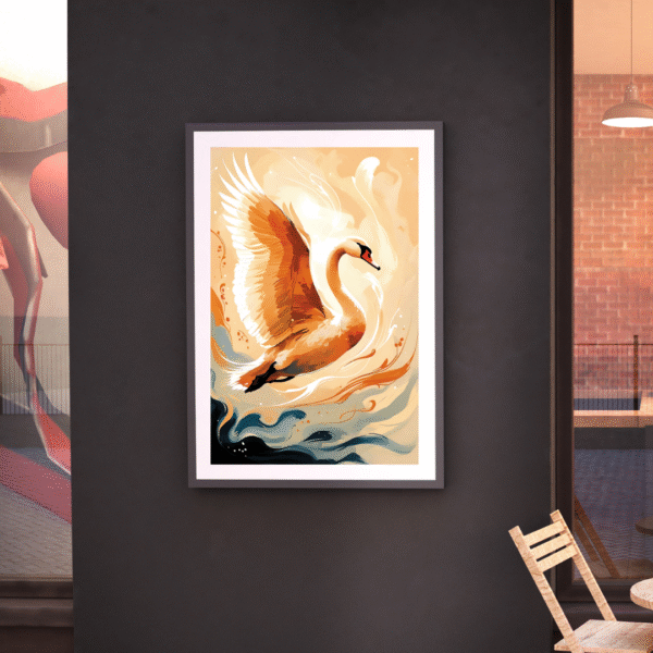Golden Grace in Flight – Unframed Swan Canvas Wall Art Print | Abstract Nature-Inspired Décor for Living Room, Bedroom & Office - Image 6