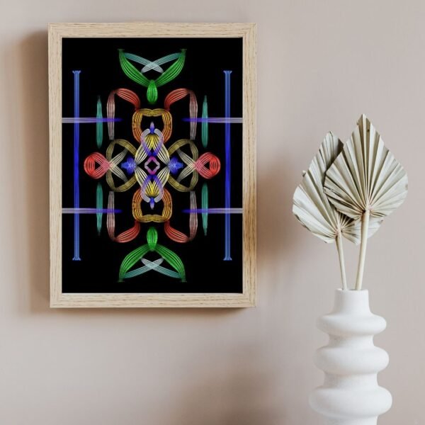 Sacred Geometry Rainbow Wall Art – A4 Framed Abstract Print on Matte Paper Featuring Colorful Symmetrical Ribbon Pattern for Modern & Spiritual Decor - Image 4