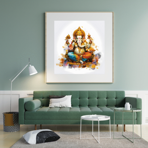 Siddhivinayak – Lord Ganesha Wall Art Canvas Print with Vibrant Splash Aura – Unframed Festive Décor for Ganesh Chaturthi, Temple Room, or Spiritual Gifting - Image 4