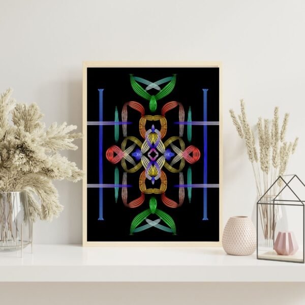 Sacred Geometry Rainbow Wall Art – A4 Framed Abstract Print on Matte Paper Featuring Colorful Symmetrical Ribbon Pattern for Modern & Spiritual Decor - Image 5