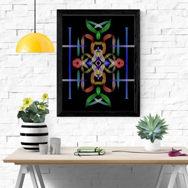 Sacred Geometry Rainbow Wall Art – A4 Framed Abstract Print on Matte Paper Featuring Colorful Symmetrical Ribbon Pattern for Modern & Spiritual Decor - Image 6