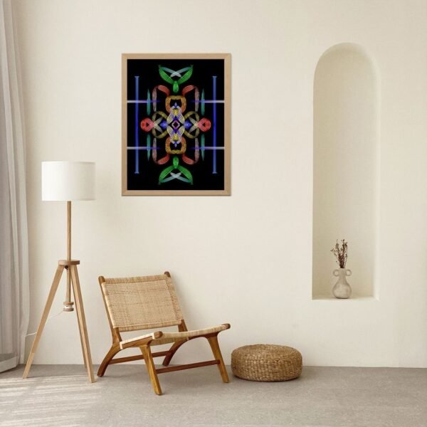 Sacred Geometry Rainbow Wall Art – A4 Framed Abstract Print on Matte Paper Featuring Colorful Symmetrical Ribbon Pattern for Modern & Spiritual Decor - Image 7
