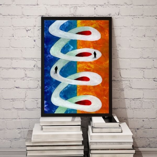 Spiral of Life – Abstract Life A4 Framed Wall Art Print | Dual-Tone Modern Decor | Black & Beige Frame Options - Image 3