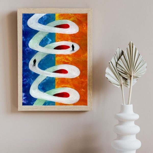 Spiral of Life – Abstract Life A4 Framed Wall Art Print | Dual-Tone Modern Decor | Black & Beige Frame Options - Image 4