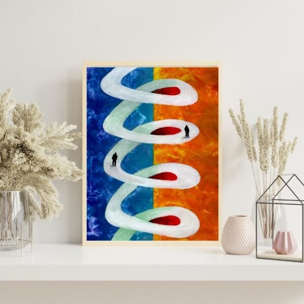 Spiral of Life – Abstract Life A4 Framed Wall Art Print | Dual-Tone Modern Decor | Black & Beige Frame Options - Image 5