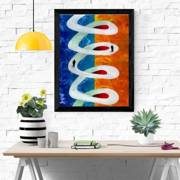 Spiral of Life – Abstract Life A4 Framed Wall Art Print | Dual-Tone Modern Decor | Black & Beige Frame Options - Image 6