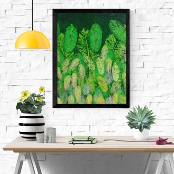 Tropical Leaves – A4 Framed Botanical Wall Art Print | Green Foliage Design | Black & Beige Frame Options - Image 5