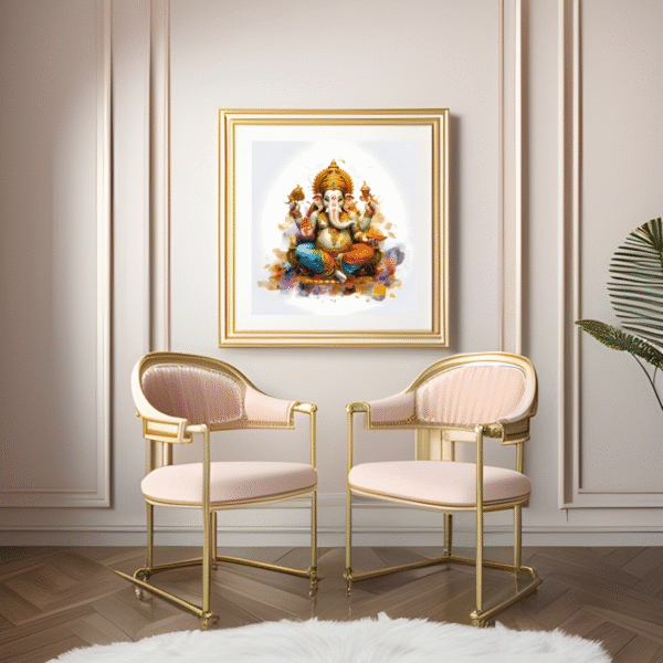 Siddhivinayak – Lord Ganesha Wall Art Canvas Print with Vibrant Splash Aura – Unframed Festive Décor for Ganesh Chaturthi, Temple Room, or Spiritual Gifting - Image 5