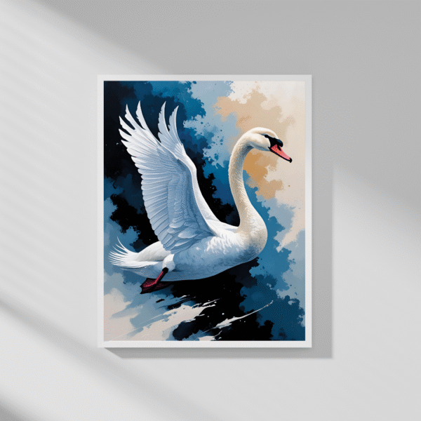 Flowing Through the Blue – Canvas Wall Art Print | Elegant White Swan in Flight over Blue Sky | Unframed Nature-Inspired Canvas Print - Image 6