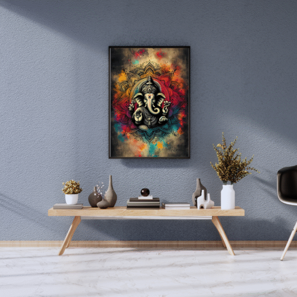Blessings of Ganesha – Vibrant Ganesh Chaturthi Wall Art | Unframed Canvas Print for Festive Home, Pooja Room & Spiritual Decor - Image 6