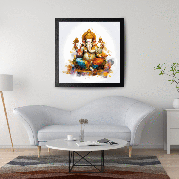 Siddhivinayak – Lord Ganesha Wall Art Canvas Print with Vibrant Splash Aura – Unframed Festive Décor for Ganesh Chaturthi, Temple Room, or Spiritual Gifting - Image 6