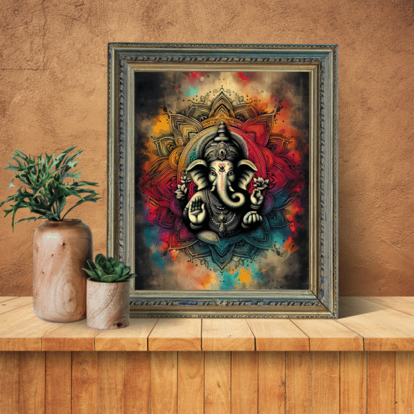 Blessings of Ganesha – Vibrant Ganesh Chaturthi Wall Art | Unframed Canvas Print for Festive Home, Pooja Room & Spiritual Decor - Image 7