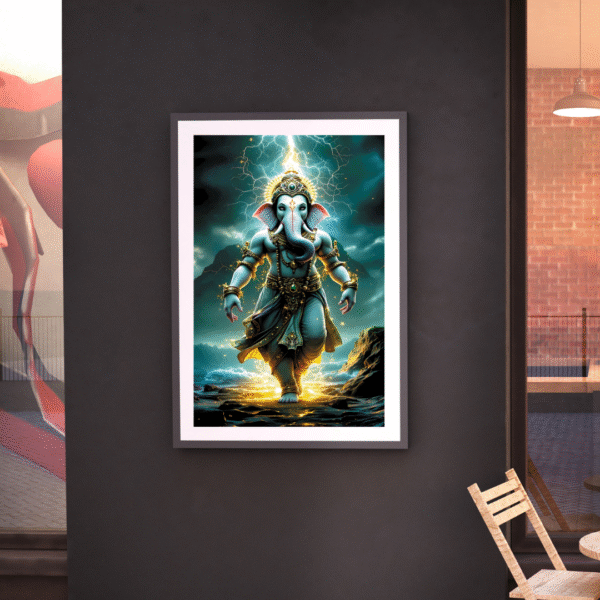 Vighnaharta - Majestic Ganesha Canvas Wall Art for Ganesh Chaturthi – Unframed Festive Print Featuring Lord Ganesha with Divine Glow – Hindu Spiritual Décor for Home, Puja Room, or Gifting - Image 7