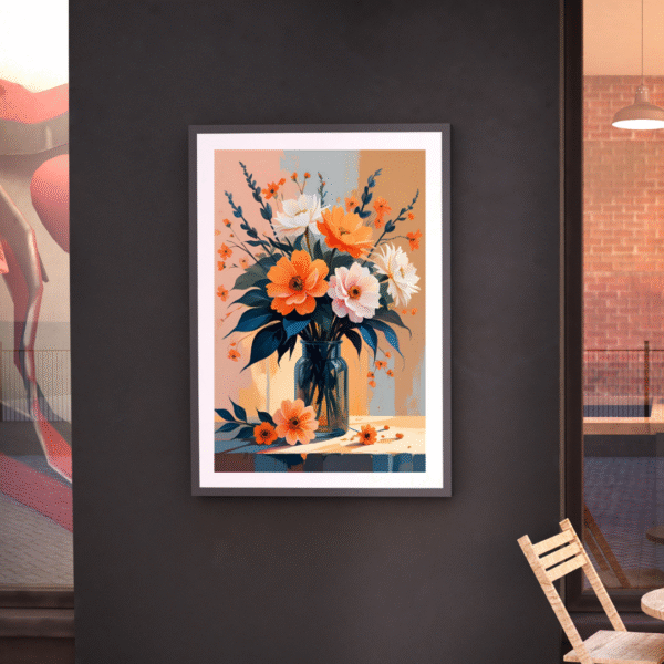 Modern Floral Wall Art – Unframed Canvas Print of Warm Orange & White Flowers in Glass Vase | Minimal Botanical Artwork for Bedroom, Living Room, or Entryway - Image 8