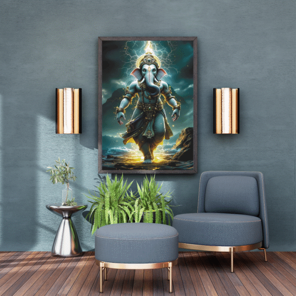 Vighnaharta - Majestic Ganesha Canvas Wall Art for Ganesh Chaturthi – Unframed Festive Print Featuring Lord Ganesha with Divine Glow – Hindu Spiritual Décor for Home, Puja Room, or Gifting - Image 8