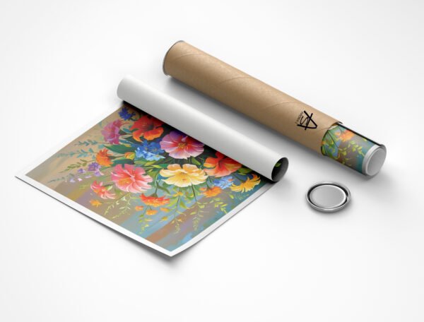 Colorful Floral Vase Wall Art – Unframed Canvas Print of Blooming Bouquet in Glass Vase | Nature-Inspired Artwork for Bedroom, Dining Room, or Office - Image 6