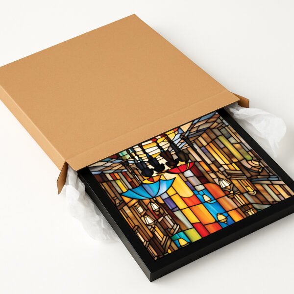 Urban Mosaic Wall Art Print – Framed A4 Size | Stained Glass Style Cityscape for Home & Office Decor - Image 8